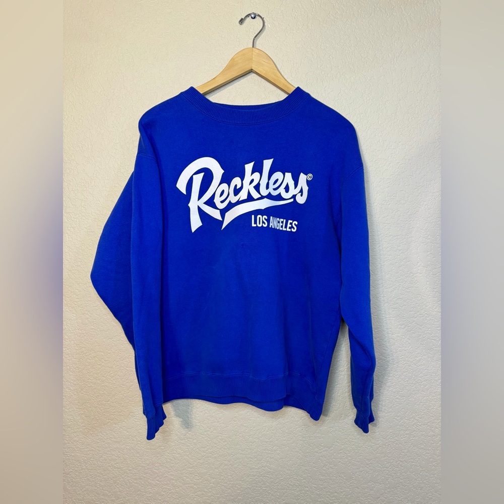 Young & Reckless Los Angeles "Dodgers" Royal Blue Crewneck Sweatshirt, sz SM